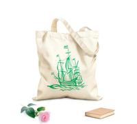 AILOONG Borsa da spiaggia in poliestere e cotone Tessuto spesso 340g/m² Barca a vela d'epoca, barca a vela, barca da pesca oceanica, onde del mare, mobili Materiale delicato sulla pelle