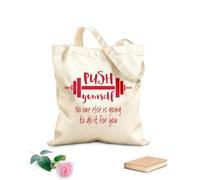 AILOONG Borsa da spiaggia in poliestere e cotone Tessuto spesso 340g/m² Citazione Spingiti oltre l'esercizio per l'allenamento con bilanciere Materiale delicato sulla pelle