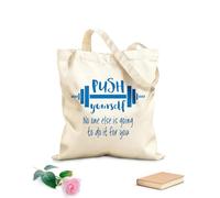 AILOONG Borsa da spiaggia in poliestere e cotone Tessuto spesso 340g/m² Citazione Spingiti oltre l'esercizio per l'allenamento con bilanciere Materiale delicato sulla pelle