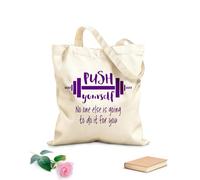 AILOONG Borsa da spiaggia in poliestere e cotone Tessuto spesso 340g/m² Citazione Spingiti oltre l'esercizio per l'allenamento con bilanciere Materiale delicato sulla pelle