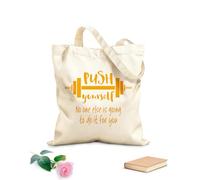 AILOONG Borsa da spiaggia in poliestere e cotone Tessuto spesso 340g/m² Citazione Spingiti oltre l'esercizio per l'allenamento con bilanciere Materiale delicato sulla pelle