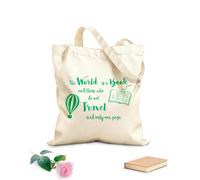 AILOONG Borsa da spiaggia in poliestere e cotone Tessuto spesso 340g/m² Il mondo della lettura è una mongolfiera della biblioteca delle citazioni dei libri Materiale delicato sulla pelle