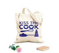 AILOONG Borsa da spiaggia in poliestere e cotone Tessuto spesso 340g/m² Kiss The Cook Kitchen Restaurant Pan Cooking Tools Materiale delicato sulla pelle