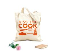 AILOONG Borsa da spiaggia in poliestere e cotone Tessuto spesso 340g/m² Kiss The Cook Kitchen Restaurant Pan Cooking Tools Materiale delicato sulla pelle
