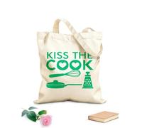 AILOONG Borsa da spiaggia in poliestere e cotone Tessuto spesso 340g/m² Kiss The Cook Kitchen Restaurant Pan Cooking Tools Materiale delicato sulla pelle