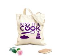 AILOONG Borsa da spiaggia in poliestere e cotone Tessuto spesso 340g/m² Kiss The Cook Kitchen Restaurant Pan Cooking Tools Materiale delicato sulla pelle
