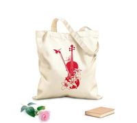 AILOONG Borsa da spiaggia in poliestere e cotone Tessuto spesso 340g/m² Modello di violino Studio musicale Strumento musicale Violino e fiori di farfalla Materiale delicato sulla pelle