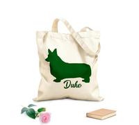 AILOONG Borsa da spiaggia in poliestere e cotone Tessuto spesso 340g/m² Welsh Corgi con il cane del tuo cane e il cuore rosso Materiale delicato sulla pelle