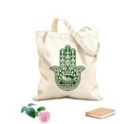 AILOONG Borsa della spesa in tela di cotone Amuleto protettivo con talismano della mano di Hamsa Tessuto spesso 340g/m² Utilizzabile come borsa regalo