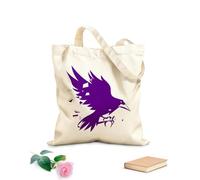 AILOONG Borsa della spesa in tela di cotone Black Bird Studio Flying Raven Ripper Gothic Style Tessuto spesso 340g/m² Utilizzabile come borsa regalo