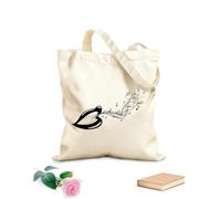 AILOONG Borsa della spesa in tela di cotone Canzone Musica Cantante Melodia Voce Note Labbra Bocca Tessuto spesso 12 once Utilizzabile come borsa regalo 31x36cm Media