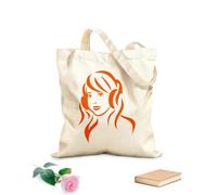 AILOONG Borsa della spesa in tela di cotone Direzione musicale Ragazza che ascolta musica con le cuffie Tessuto spesso 340g/m² Utilizzabile come borsa regalo