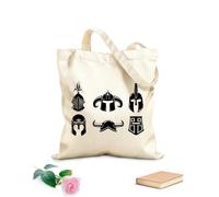 AILOONG Borsa della spesa in tela di cotone Elmi da guerriero medievale, cavaliere, gladiatore, vichingo, armatura Tessuto spesso 12 once Utilizzabile come borsa regalo 31x36cm Media