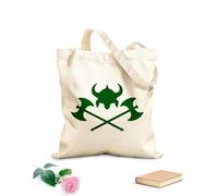 AILOONG Borsa della spesa in tela di cotone Elmo Asce Armi Vichinghe Guerrieri Barbari Tessuto spesso 340g/m² Utilizzabile come borsa regalo