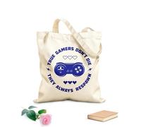 AILOONG Borsa della spesa in tela di cotone Gioco di parole VERO gioco Non morire, rigenerano sempre Tessuto spesso 340g/m² Utilizzabile come borsa regalo