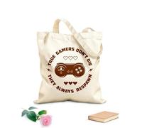 AILOONG Borsa della spesa in tela di cotone Gioco di parole VERO gioco Non morire, rigenerano sempre Tessuto spesso 340g/m² Utilizzabile come borsa regalo