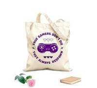 AILOONG Borsa della spesa in tela di cotone Gioco di parole VERO gioco Non morire, rigenerano sempre Tessuto spesso 340g/m² Utilizzabile come borsa regalo