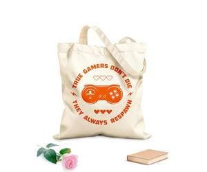 AILOONG Borsa della spesa in tela di cotone Gioco di parole VERO gioco Non morire, rigenerano sempre Tessuto spesso 340g/m² Utilizzabile come borsa regalo