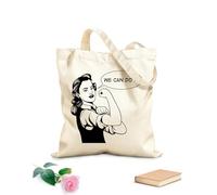 AILOONG Borsa della spesa in tela di cotone Girl Power, forza della donna, frase: possiamo farcela Tessuto spesso 12 once Utilizzabile come borsa regalo 35x40cm Grande