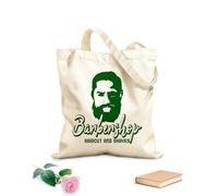 AILOONG Borsa della spesa in tela di cotone L'icona del barbiere rade il viso di un uomo con un taglio di capelli Tessuto spesso 340g/m² Utilizzabile come borsa regalo