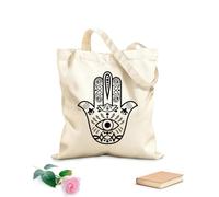 AILOONG Borsa della spesa in tela di cotone Mano di Dio Hamsa Amuleto Talismano Zen Tessuto spesso 12 once Utilizzabile come borsa regalo 31x36cm Media
