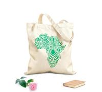 AILOONG Borsa della spesa in tela di cotone Mappa astratta del continente africano, animale zebra Tessuto spesso 340g/m² Utilizzabile come borsa regalo
