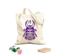AILOONG Borsa della spesa in tela di cotone Maschera giapponese da samurai, casco da guerriero combattente Tessuto spesso 340g/m² Utilizzabile come borsa regalo