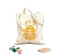 AILOONG Borsa della spesa in tela di cotone Maschera giapponese da samurai, casco da guerriero combattente Tessuto spesso 340g/m² Utilizzabile come borsa regalo