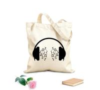 AILOONG Borsa della spesa in tela di cotone Microfono su una testa Note musicali in streaming Musica Tessuto spesso 12 once Utilizzabile come borsa regalo 35x40cm Grande