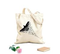 AILOONG Borsa della spesa in tela di cotone Modelli astratti di uccelli corvo in stile gotico Tessuto spesso 12 once Utilizzabile come borsa regalo 25x30cm Piccola