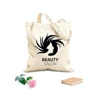 AILOONG Borsa della spesa in tela di cotone Salone di bellezza e parrucchiere per capelli da donna e da ragazza Tessuto spesso 12 once Utilizzabile come borsa regalo 31x36cm Media