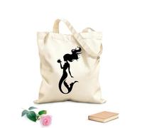 AILOONG Borsa della spesa in tela di cotone Silhouette di una bellissima sirena a forma di conchiglia Tessuto spesso 12 once Utilizzabile come borsa regalo 25x30cm Piccola
