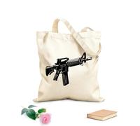 AILOONG Borsa della spesa in tela di cotone Videogioco di guerra con armi da fuoco automatiche Tessuto spesso 12 once Utilizzabile come borsa regalo 25x30cm Piccola