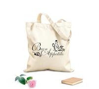 AILOONG Borsa della spesa riutilizzabile Buon Appetito Buon appetito Cucina Ristorante m Tessuto spesso 12 once Scritta personalizzabile 25x30cm Piccola