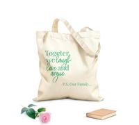AILOONG Borsa della spesa riutilizzabile Calligrafia Insieme Ridere Amarsi Famiglia Frase Parole Tessuto spesso 340g/m² Scritta personalizzabile