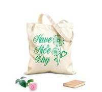 AILOONG Borsa della spesa riutilizzabile Camera da letto Buona giornata Cuore di tarassaco Tessuto spesso 340g/m² Scritta personalizzabile