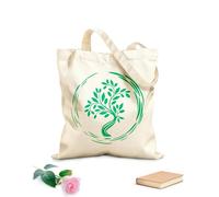 AILOONG Borsa della spesa riutilizzabile Cerchio Enso Albero Asiatico Buddismo Albero della Vita Tessuto spesso 340g/m² Scritta personalizzabile