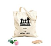 AILOONG Borsa della spesa riutilizzabile Citazione fantastica per l'ufficio: il lavoro di squadra rende possibile il lavoro dei sogni Tessuto spesso 12 once Scritta personalizzabile 35x40cm Grande