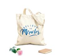 AILOONG Borsa della spesa riutilizzabile Citazione ispiratrice: credi nei miracoli, idee per la casa Tessuto spesso 340g/m² Scritta personalizzabile