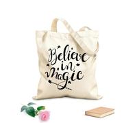 AILOONG Borsa della spesa riutilizzabile Citazione ispiratrice Credi nella magia della casa Tessuto spesso 12 once Scritta personalizzabile 25x30cm Piccola