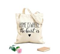 AILOONG Borsa della spesa riutilizzabile Citazione ispiratrice: la casa è dove si trova il cuore Tessuto spesso 12 once Scritta personalizzabile 25x30cm Piccola