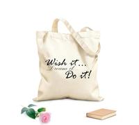 AILOONG Borsa della spesa riutilizzabile citazioni motivazionali parole desideralo sogna fallo lettere ispiratrici in Tessuto spesso 12 once Scritta personalizzabile 35x40cm Grande