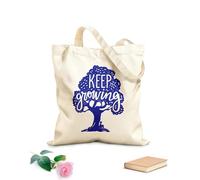 AILOONG Borsa della spesa riutilizzabile Continua a crescere, ragazzo sotto l'albero, scritta motivazionale Tessuto spesso 340g/m² Scritta personalizzabile