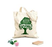 AILOONG Borsa della spesa riutilizzabile Continua a crescere, ragazzo sotto l'albero, scritta motivazionale Tessuto spesso 340g/m² Scritta personalizzabile