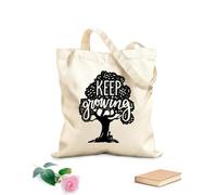 AILOONG Borsa della spesa riutilizzabile Continua a crescere, ragazzo sotto l'albero, scritta motivazionale Tessuto spesso 12 once Scritta personalizzabile 35x40cm Grande