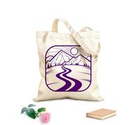 AILOONG Borsa della spesa riutilizzabile Emblema del turismo montano Viaggio su strada Tessuto spesso 340g/m² Scritta personalizzabile