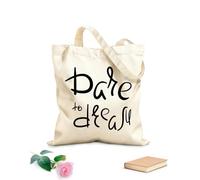 AILOONG Borsa della spesa riutilizzabile Frase ispiratrice: osa sognare casa Tessuto spesso 12 once Scritta personalizzabile 31x36cm Media
