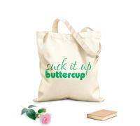 AILOONG Borsa della spesa riutilizzabile Frase Suck it Up Battercup Tessuto spesso 340g/m² Scritta personalizzabile