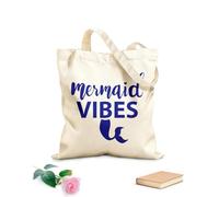 AILOONG Borsa della spesa riutilizzabile Frasi con vibrazioni da sirena e parole marine Tessuto spesso 340g/m² Scritta personalizzabile