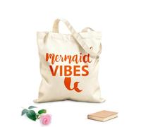 AILOONG Borsa della spesa riutilizzabile Frasi con vibrazioni da sirena e parole marine Tessuto spesso 340g/m² Scritta personalizzabile